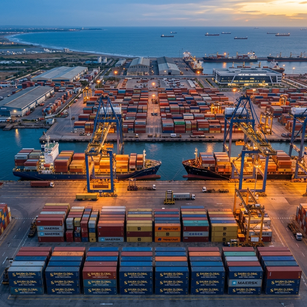 Sapphox export journey — shipping containers